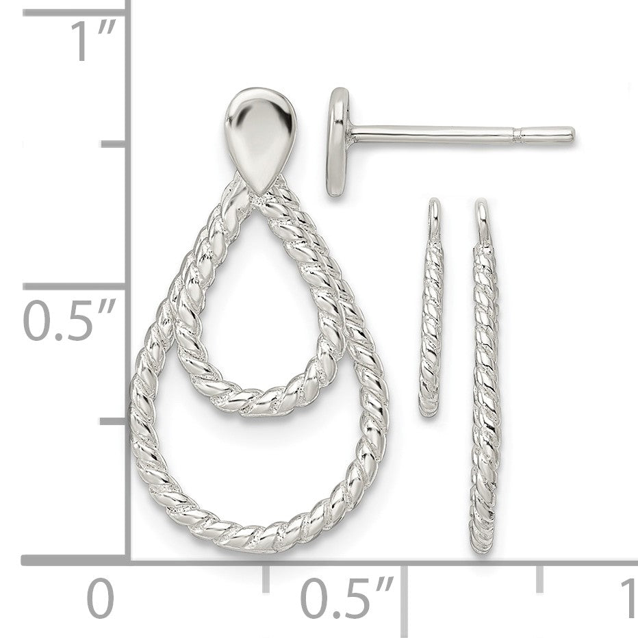 Sterling Silver w/2 Teardrop Jackets Button Post Earrings
