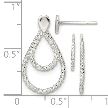 Sterling Silver w/2 Teardrop Jackets Button Post Earrings