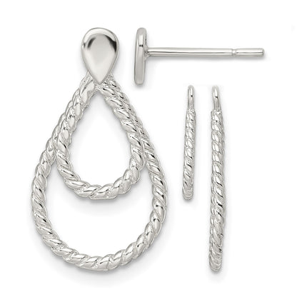 Sterling Silver w/2 Teardrop Jackets Button Post Earrings