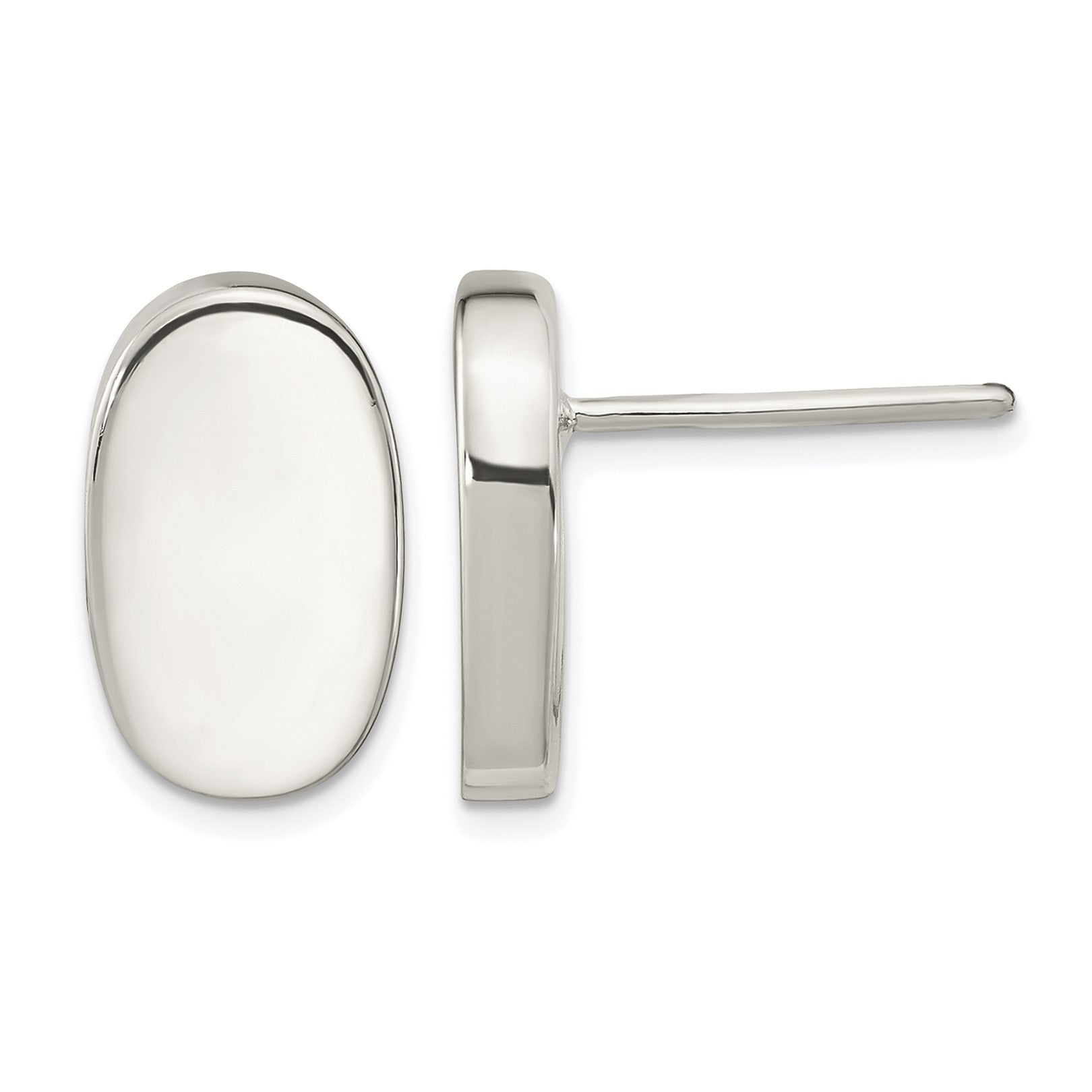 Sterling Silver Polished Oval Post Earrings
