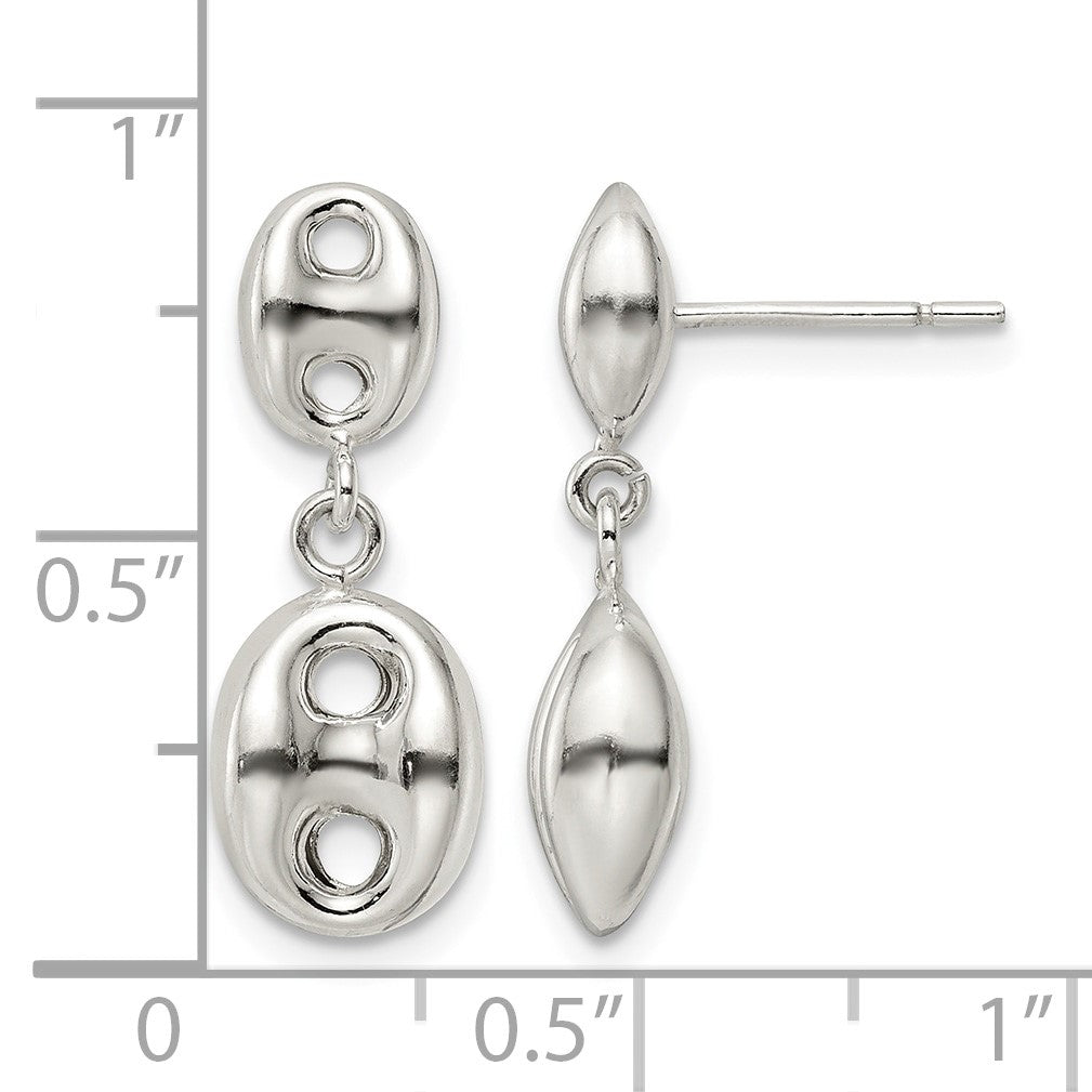 Sterling Silver Polished Oval Dangle Post Earrings