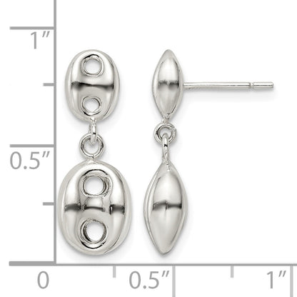 Sterling Silver Polished Oval Dangle Post Earrings