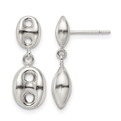 Sterling Silver Polished Oval Dangle Post Earrings