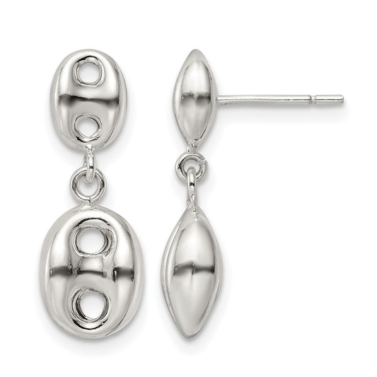 Sterling Silver Polished Oval Dangle Post Earrings
