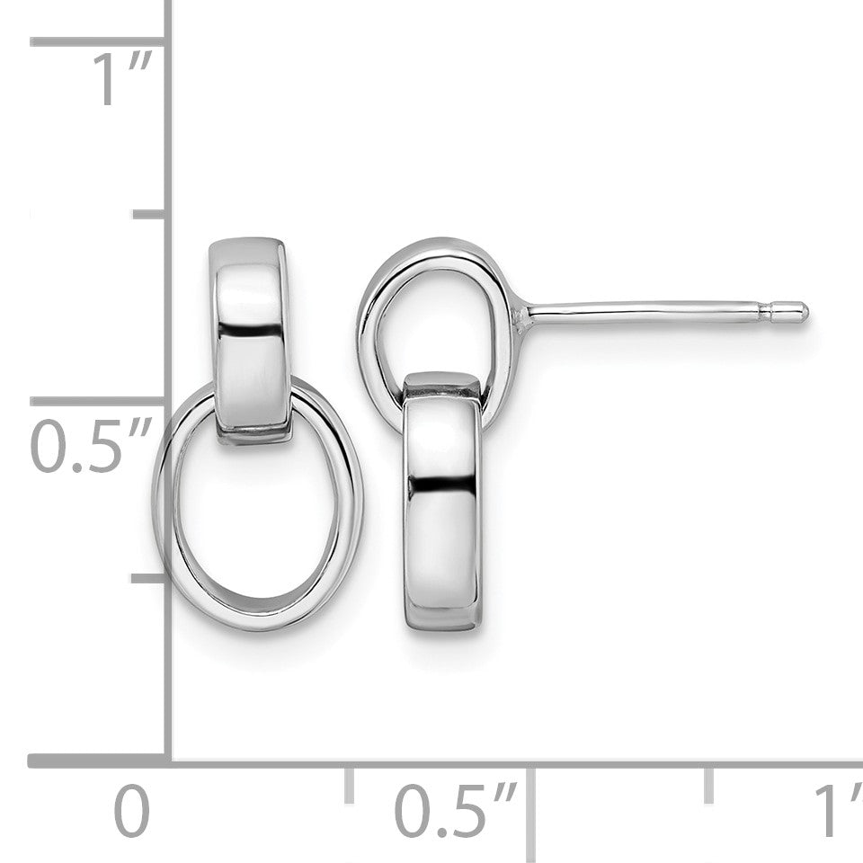 Sterling Silver Rhodium-plated Polished Link Post Earrings