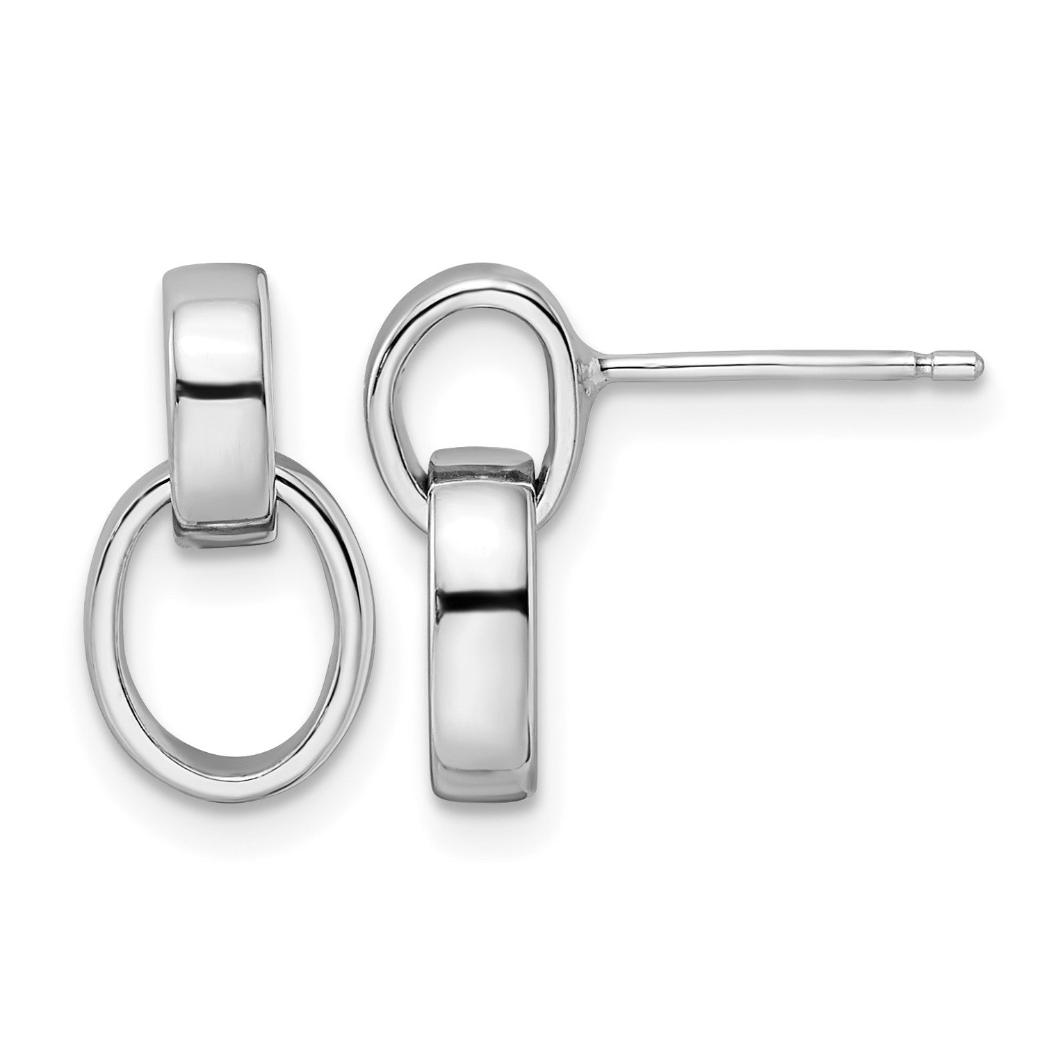Sterling Silver Rhodium-plated Polished Link Post Earrings