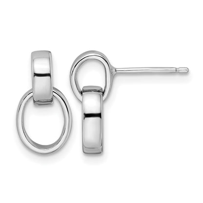 Sterling Silver Rhodium-plated Polished Link Post Earrings
