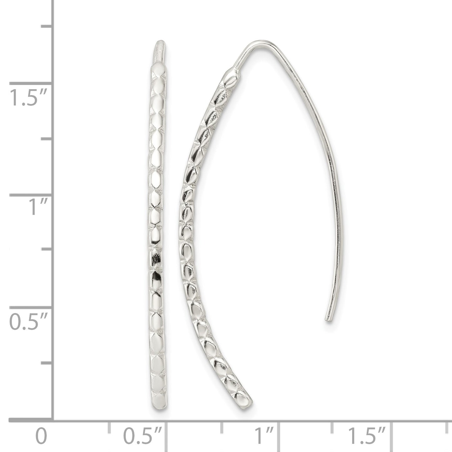 Sterling Silver Polished & Textured Threader Earrings