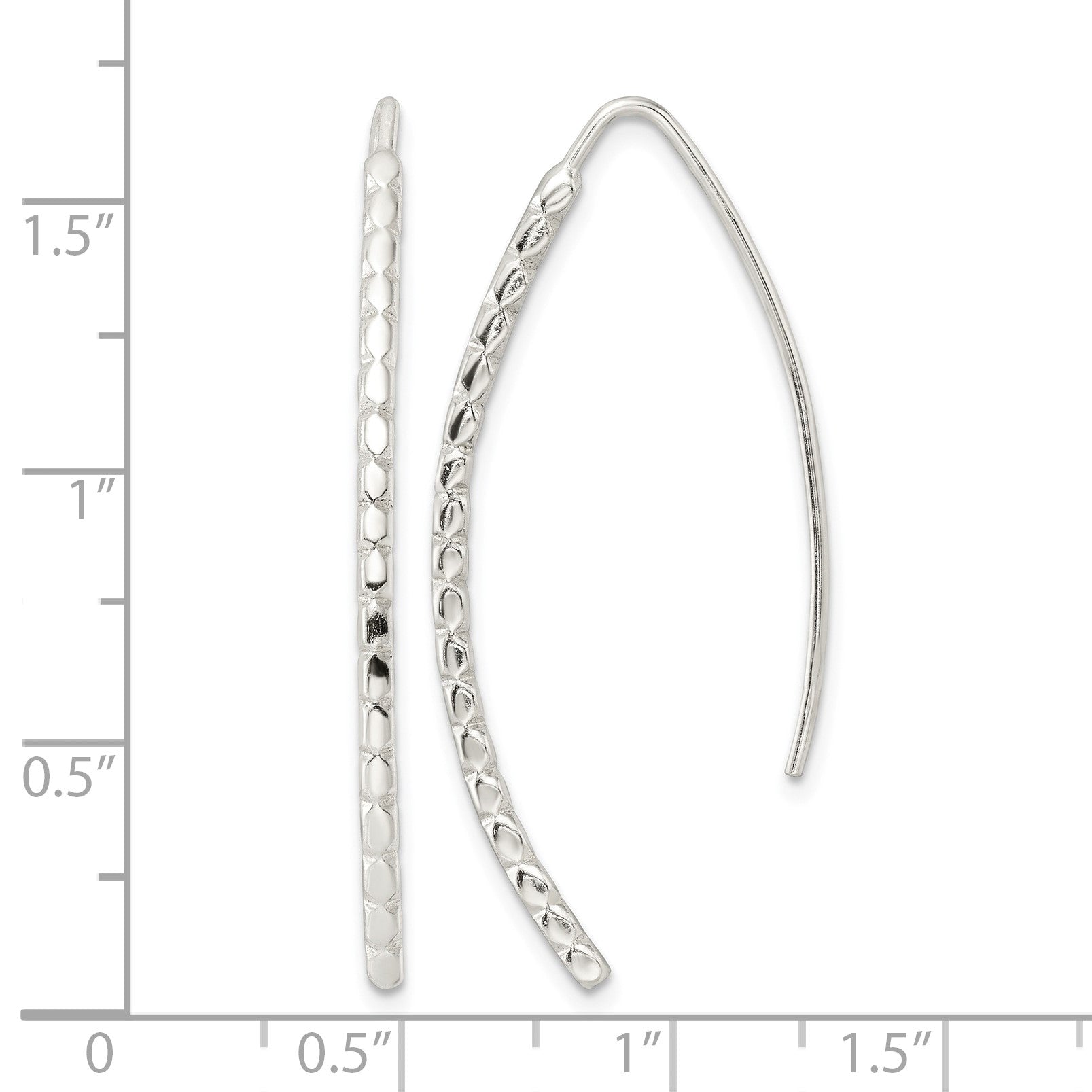 Sterling Silver Polished & Textured Threader Earrings