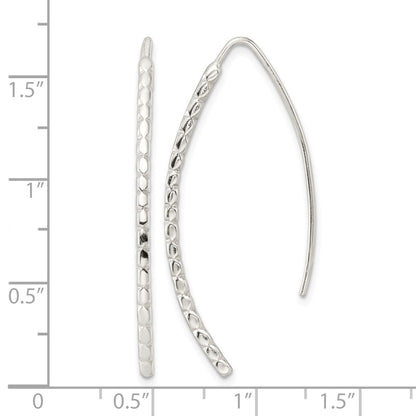 Sterling Silver Polished & Textured Threader Earrings