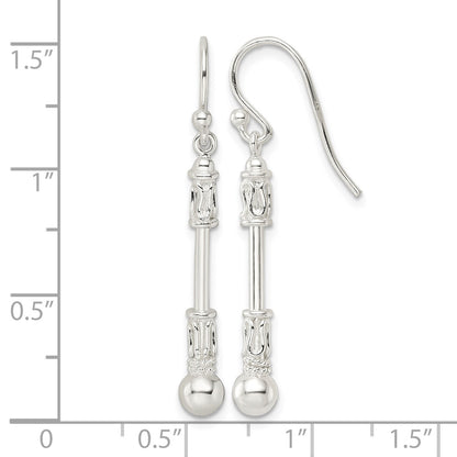 Sterling Silver Polished Fancy Beaded Dangle Earrings