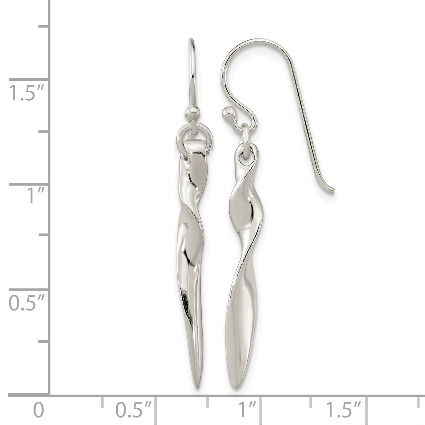 Sterling Silver Polished Twisted Bar Dangle Shephard Hook Earrings