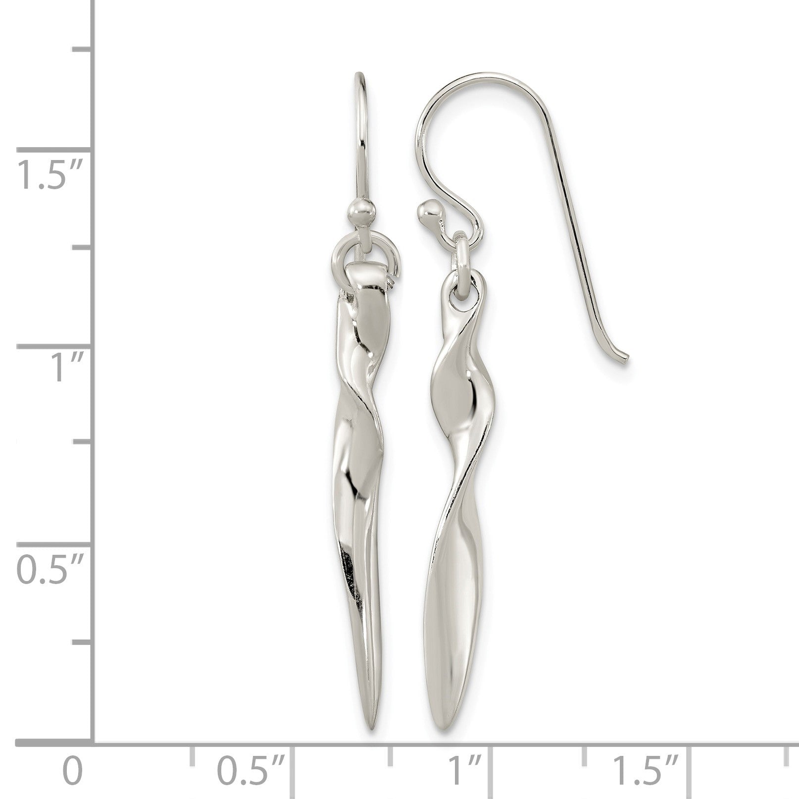 Sterling Silver Polished Twisted Bar Dangle Shephard Hook Earrings