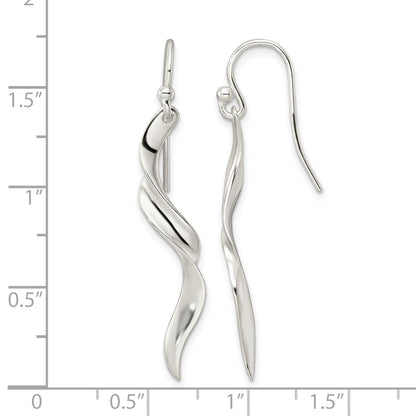 Sterling Silver Polished Twisted Dangle Earrings