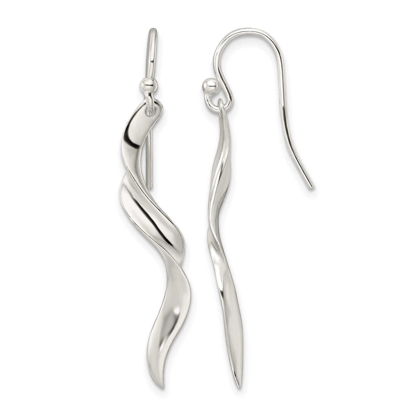 Sterling Silver Polished Twisted Dangle Earrings