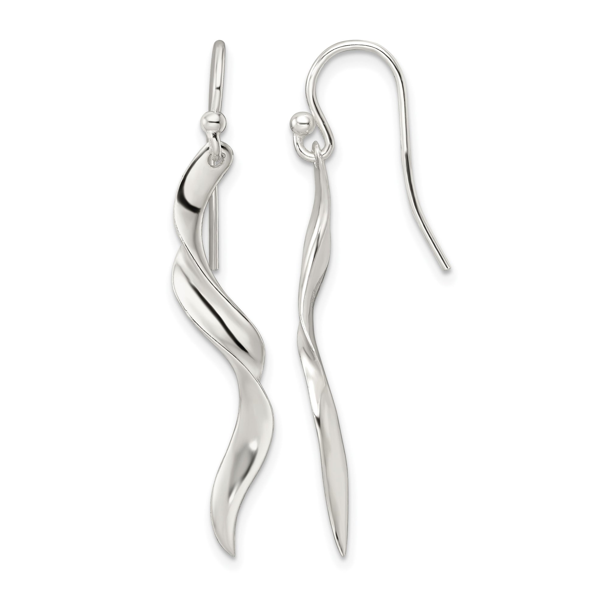 Sterling Silver Polished Twisted Dangle Earrings