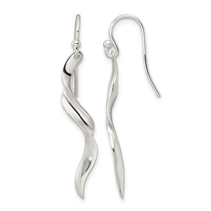 Sterling Silver Polished Twisted Dangle Earrings