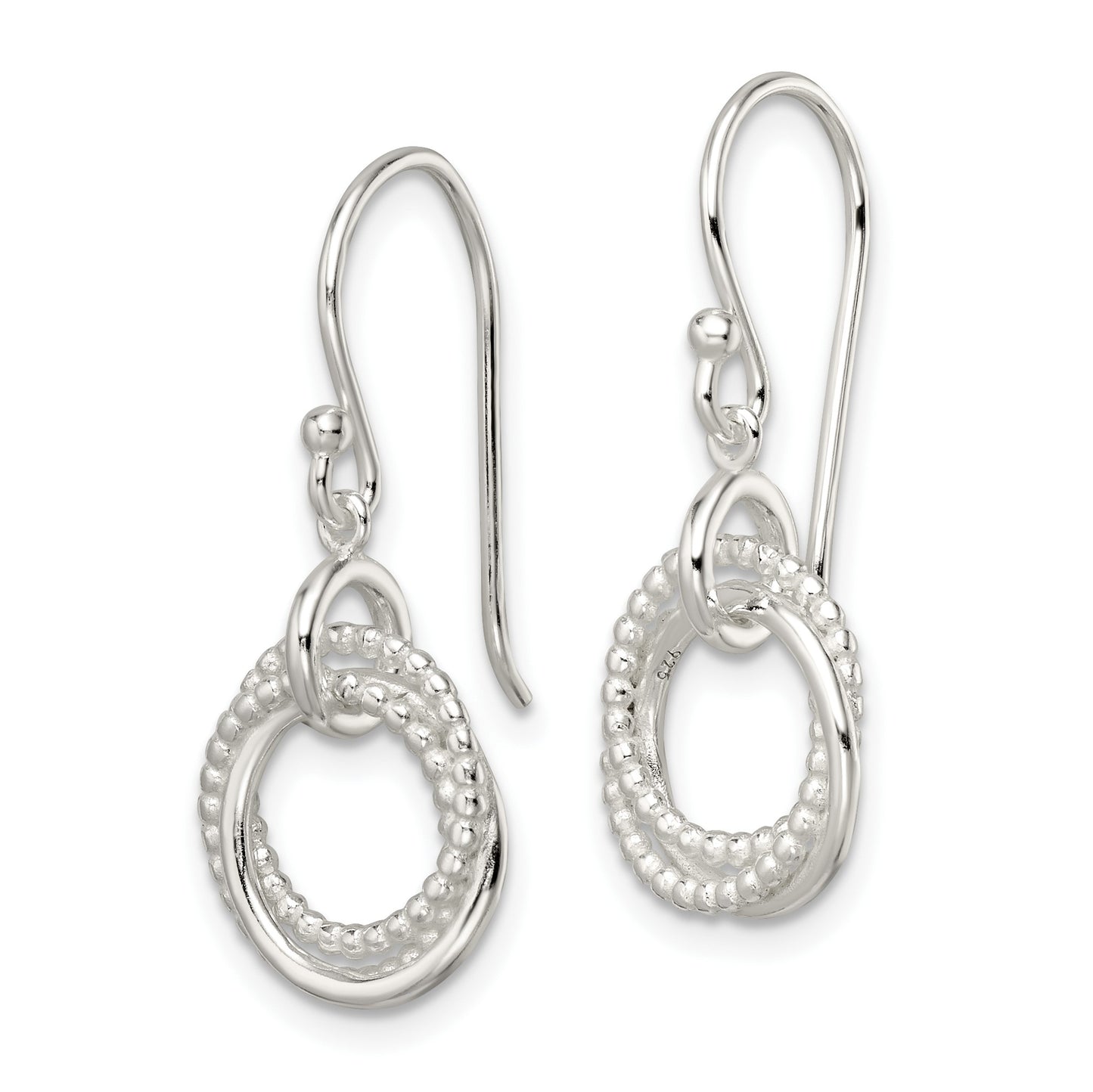 Sterling Silver Polished Intertwined Circles Dangle Earrings