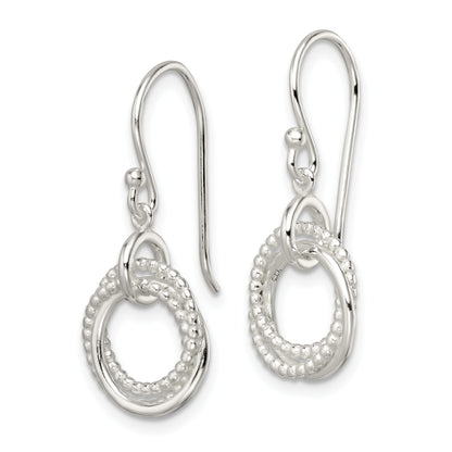 Sterling Silver Polished Intertwined Circles Dangle Earrings