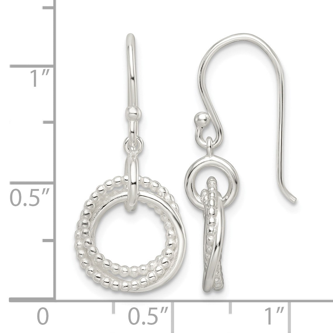 Sterling Silver Polished Intertwined Circles Dangle Earrings