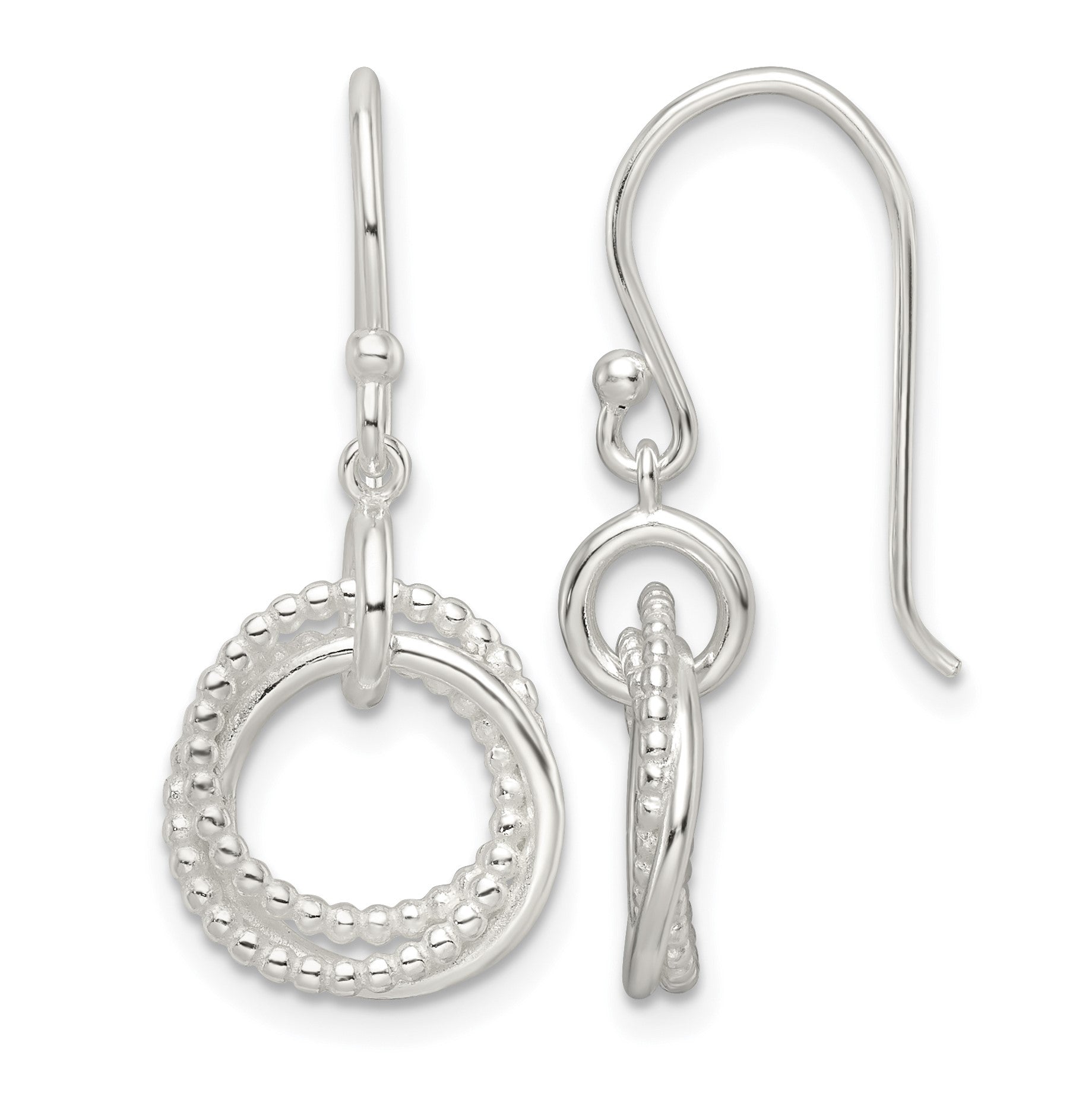 Sterling Silver Polished Intertwined Circles Dangle Earrings