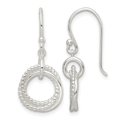 Sterling Silver Polished Intertwined Circles Dangle Earrings