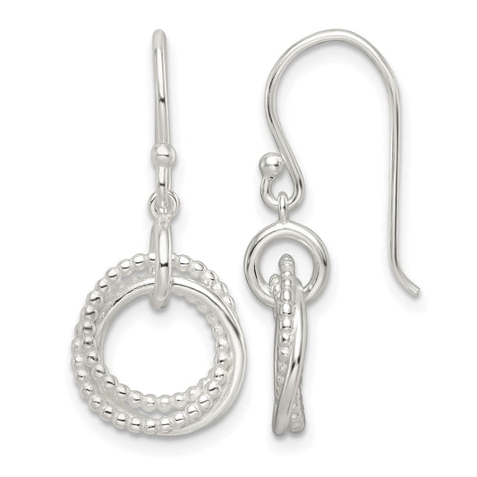 Sterling Silver Polished Intertwined Circles Dangle Earrings