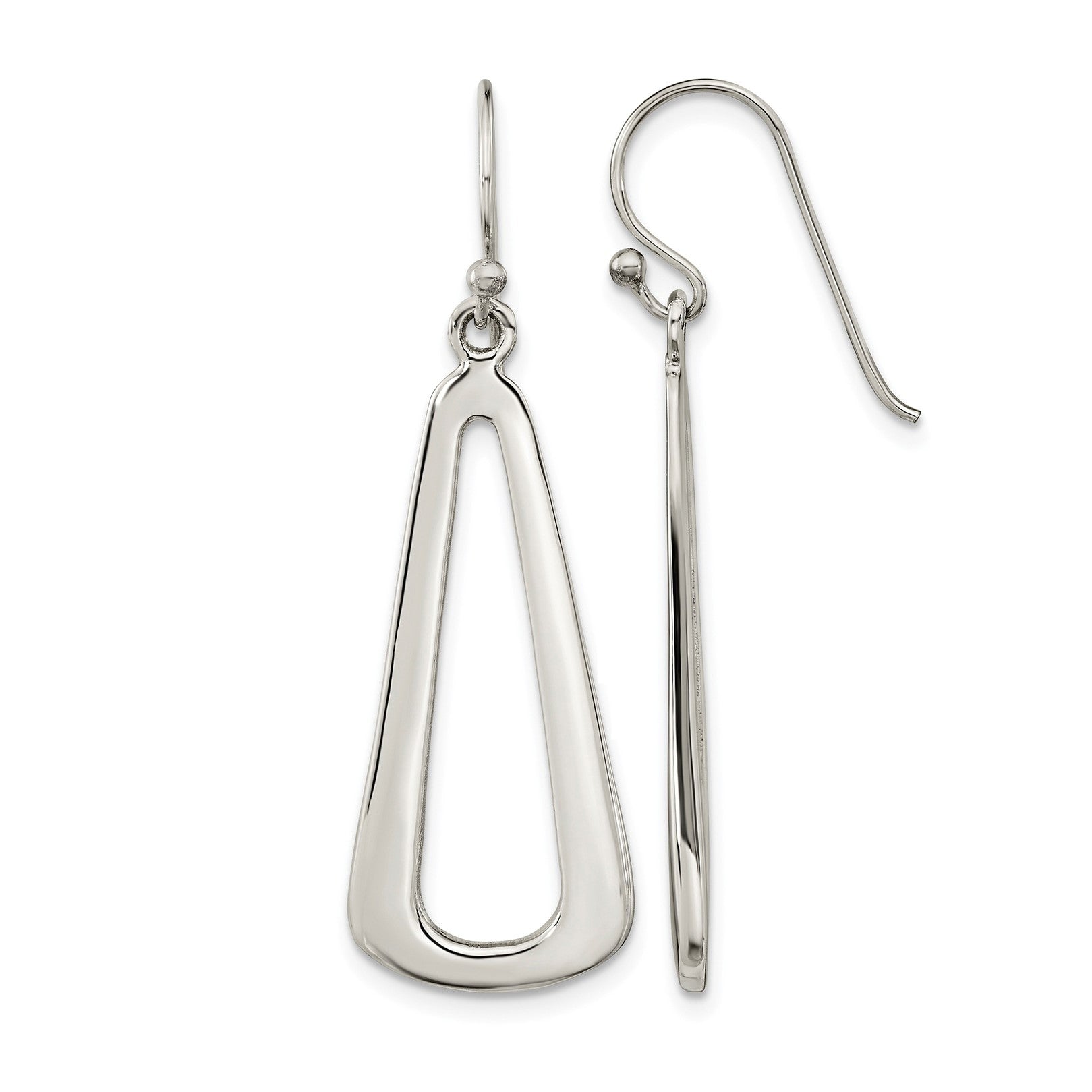 Sterling Silver Polished Teardrop Dangle Shephard Hook Earrings