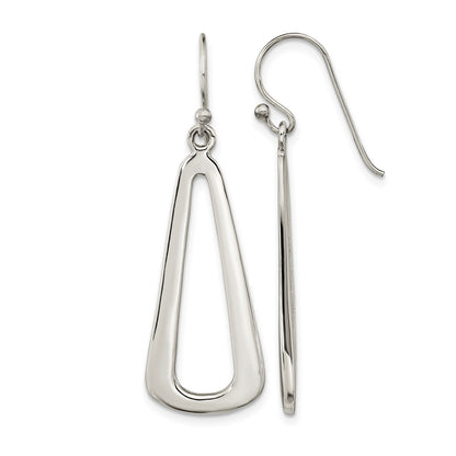 Sterling Silver Polished Teardrop Dangle Shephard Hook Earrings