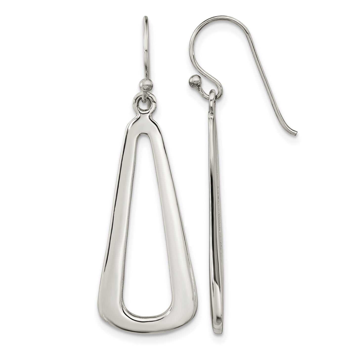 Sterling Silver Polished Teardrop Dangle Shephard Hook Earrings