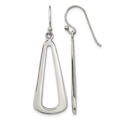 Sterling Silver Polished Teardrop Dangle Shephard Hook Earrings