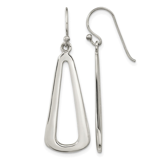 Sterling Silver Polished Teardrop Dangle Shephard Hook Earrings