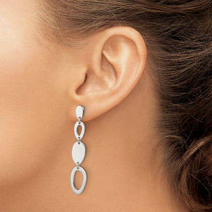 Sterling Silver Polished Fancy Ovals Post Dangle Earrings