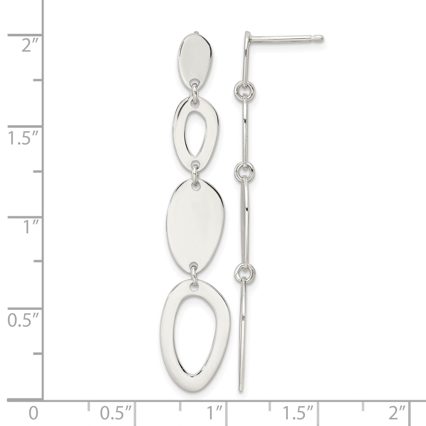 Sterling Silver Polished Fancy Ovals Post Dangle Earrings