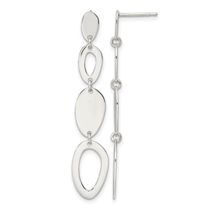 Sterling Silver Polished Fancy Ovals Post Dangle Earrings