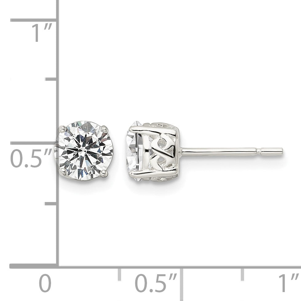 Sterling Silver Polished 6mm Round CZ Infinity Basket Set Stud Earrings