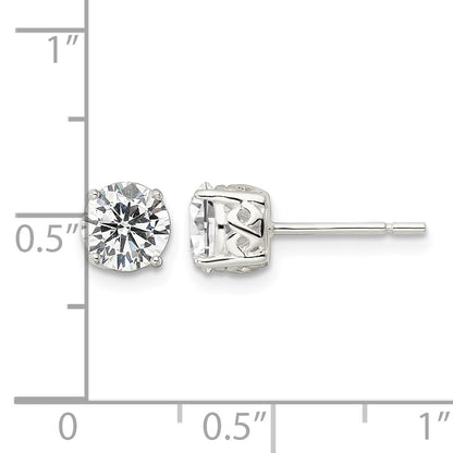 Sterling Silver Polished 6mm Round CZ Infinity Basket Set Stud Earrings