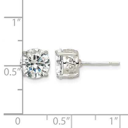 Sterling Silver Polished 8mm Round CZ Infinity Basket Set Stud Earrings