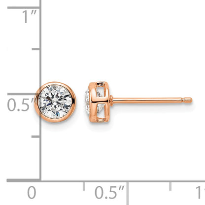 Sterling Silver Rose-tone Polished 5mm Round CZ Bezel Set Stud Earrings