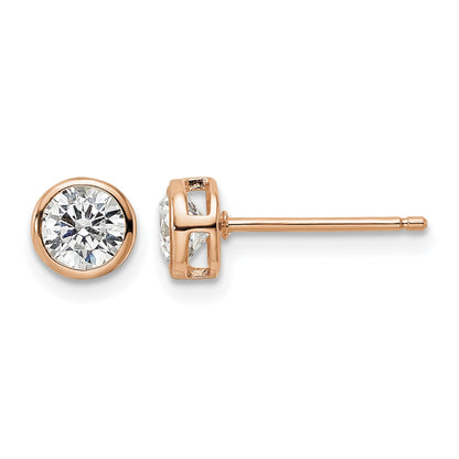 Sterling Silver Rose-tone Polished 5mm Round CZ Bezel Set Stud Earrings