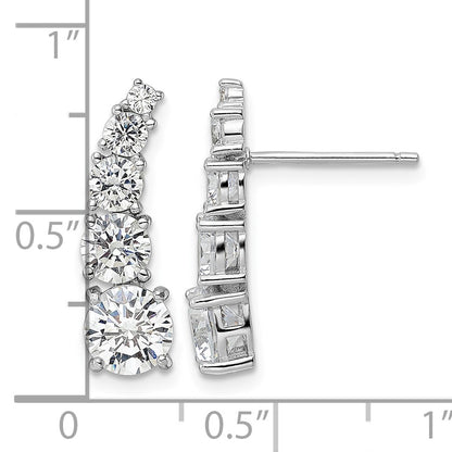 Sterling Silver Rhodium-plated Polished Graduated CZ Post Earrings