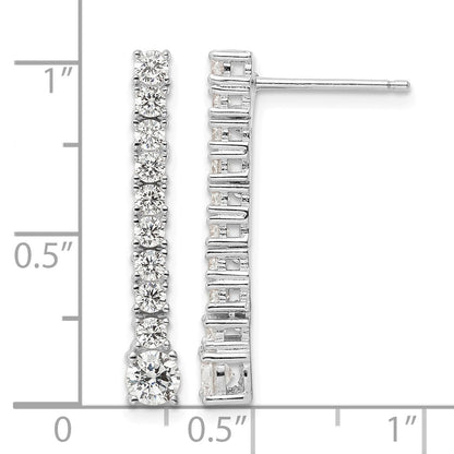 Sterling Silver Rhodium-plated Polished CZ Post Dangle Earrings