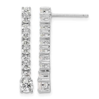 Sterling Silver Rhodium-plated Polished CZ Post Dangle Earrings