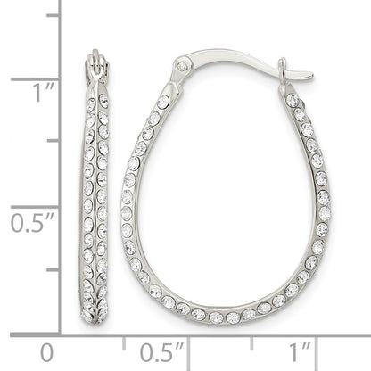 Sterling Silver CZ Oval Hoop Earrings