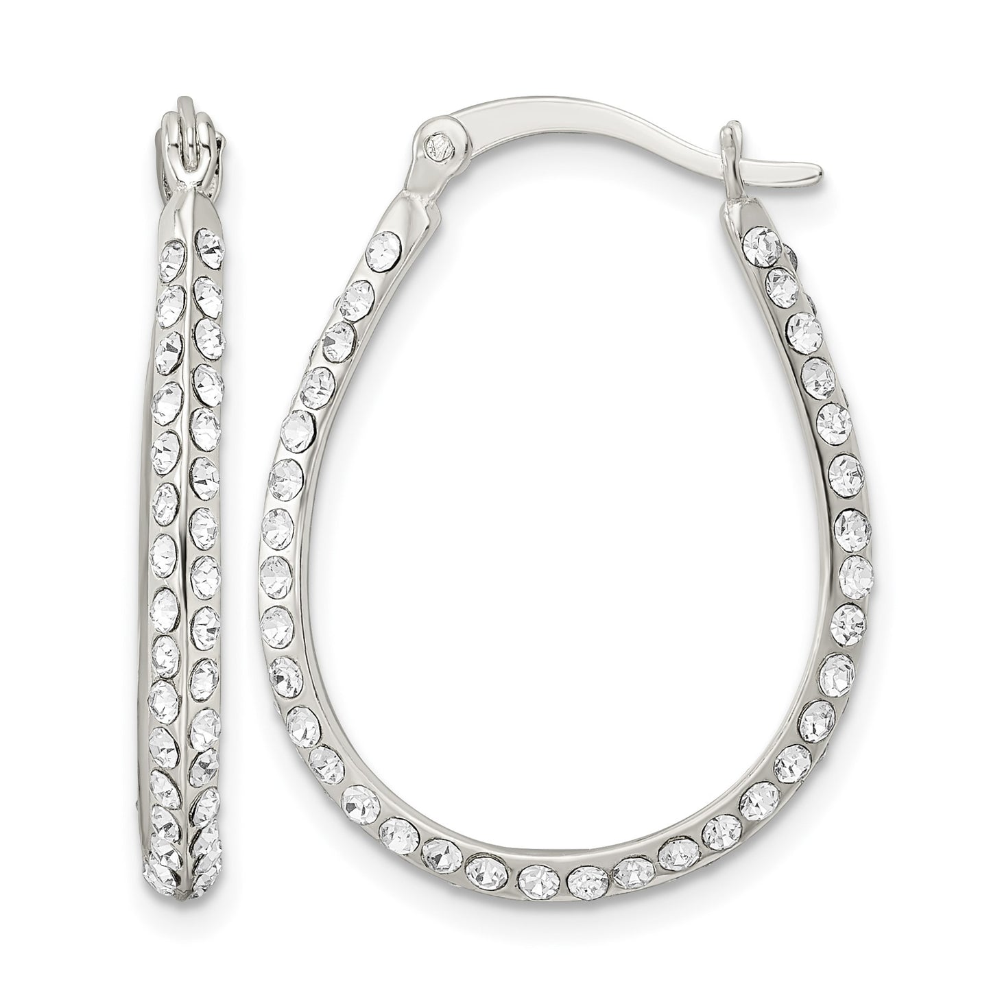 Sterling Silver CZ Oval Hoop Earrings