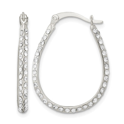 Sterling Silver CZ Oval Hoop Earrings