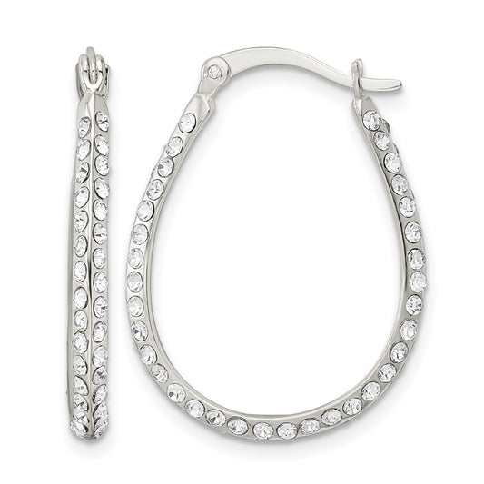 Sterling Silver CZ Oval Hoop Earrings