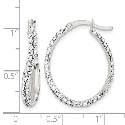 Sterling Silver CZ Oval Hoop Earrings