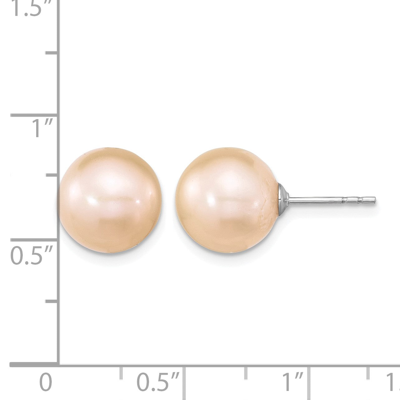 Sterling Silver Rhodium-plated 10-11mm Pink Round Freshwater Cultured Pearl Post Earrings