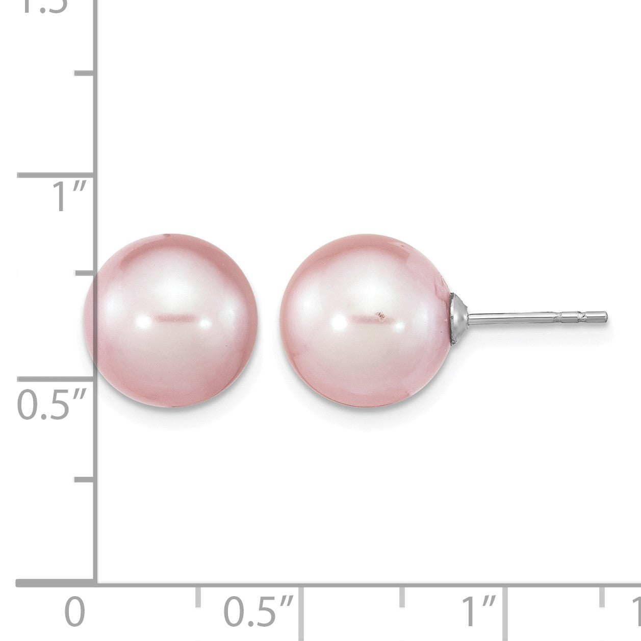 Sterling Silver Rhodium-plated 10-11mm Purple Round Freshwater Cultured Pearl Post Earrings